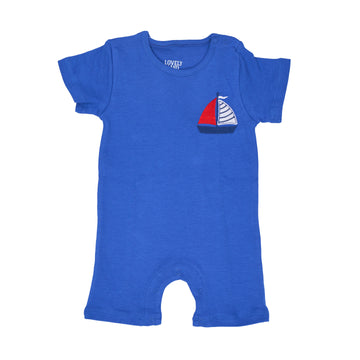 blue onesie with sailor print