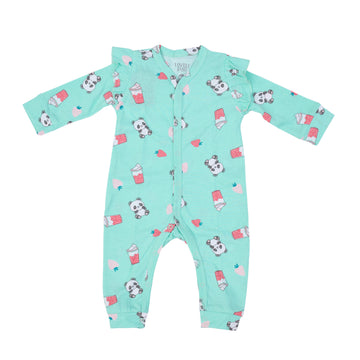 turquoise onesie with all over print