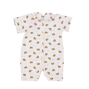 White onesie with all over bear print
