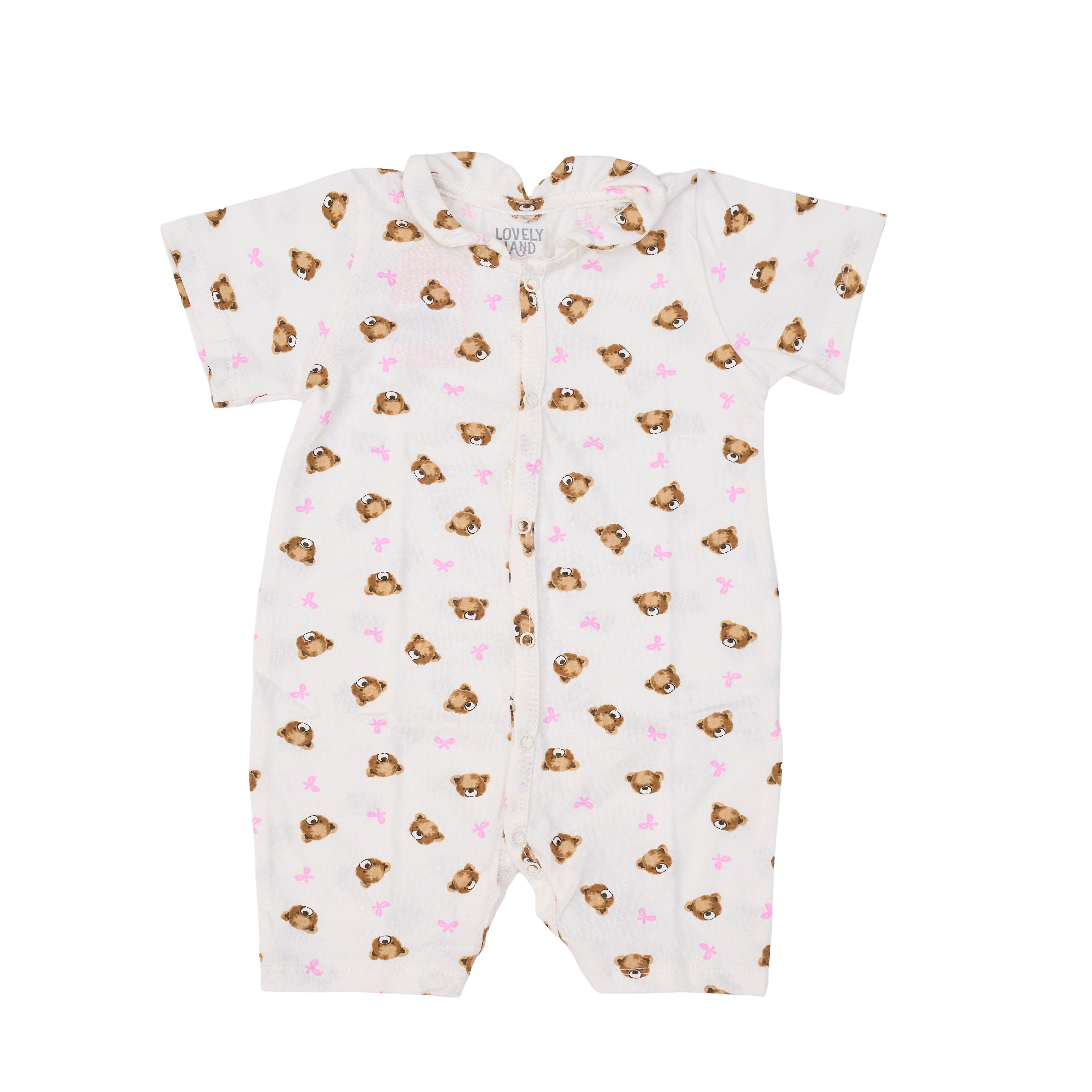 White Onesie with All Over Bear Print