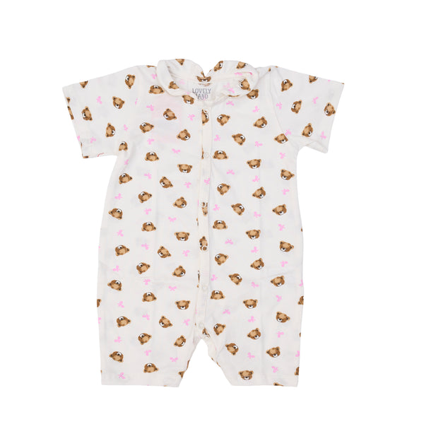 White Onesie with All Over Bear Print