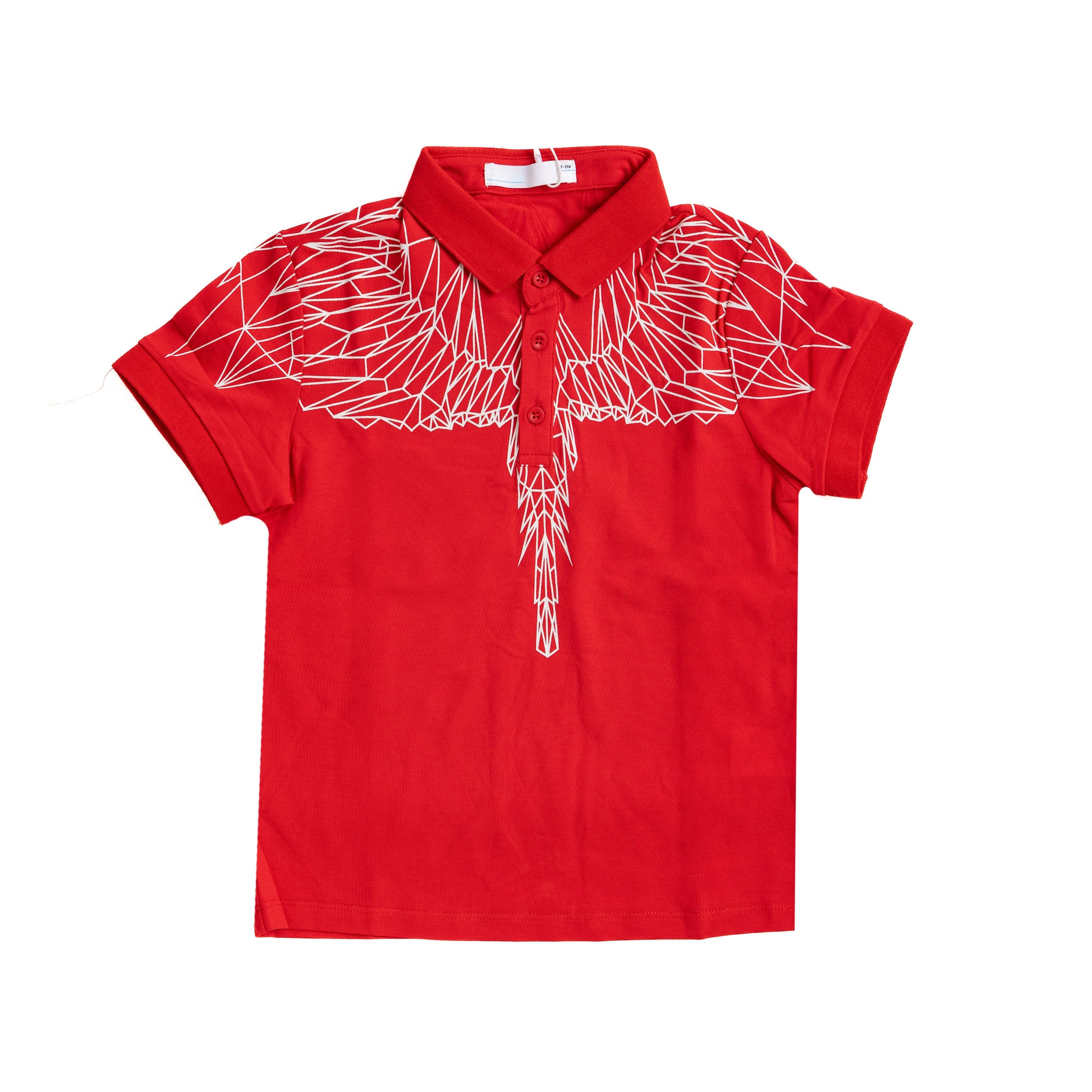 red half sleeve polo shirt with print