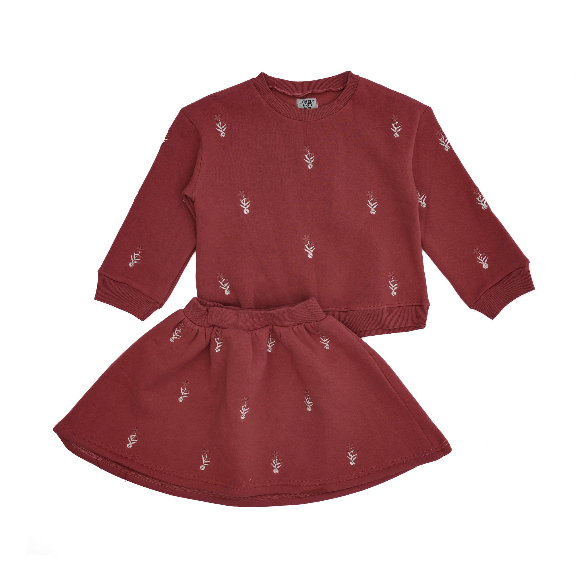 girls' two-piece outfit with flower embroidery