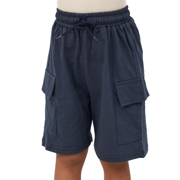 Boys' navy blue shorts with side pockets