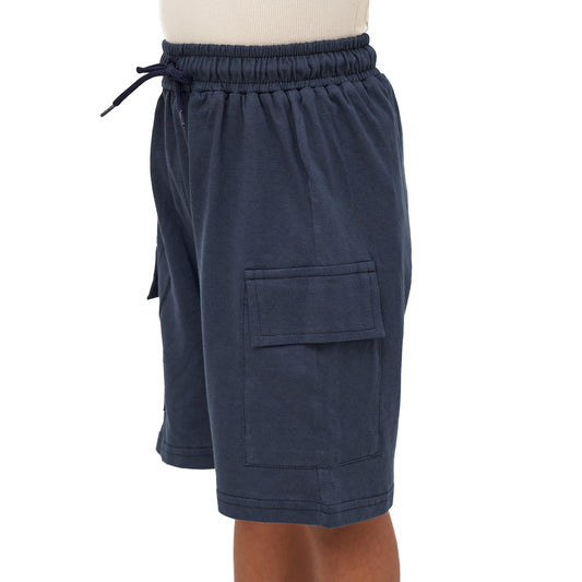 Boys' navy blue shorts with side pockets