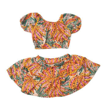 girl's two-piece outfit with a floral print