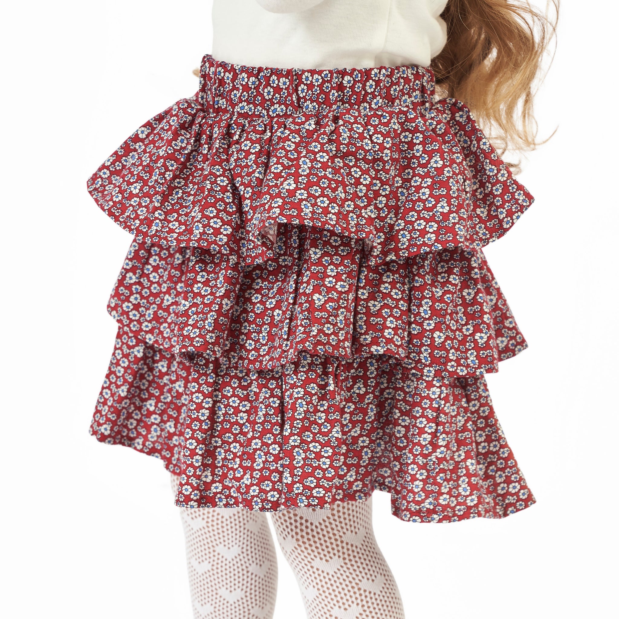 dark red skirt with all over print