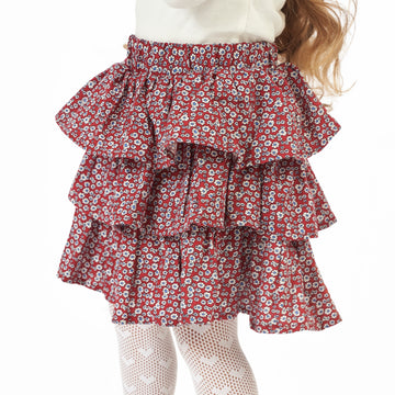 Burgundy skirt with rose designs