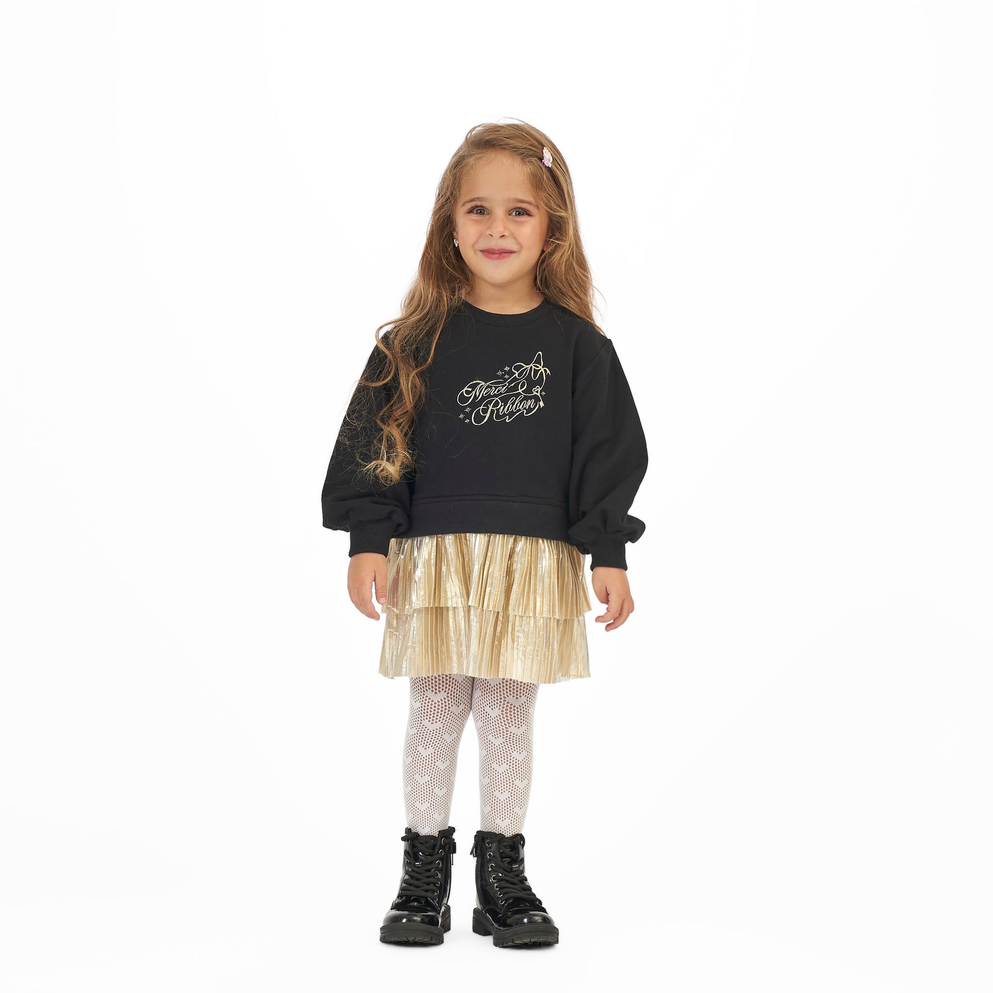 girls' dress in black and gold