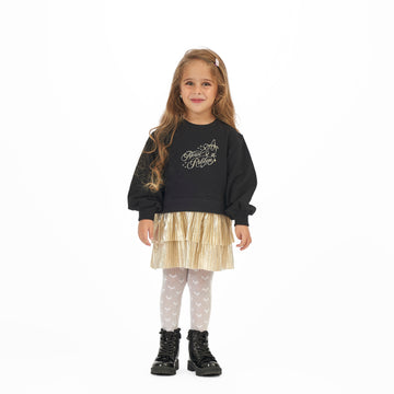 girls' dress in black and gold