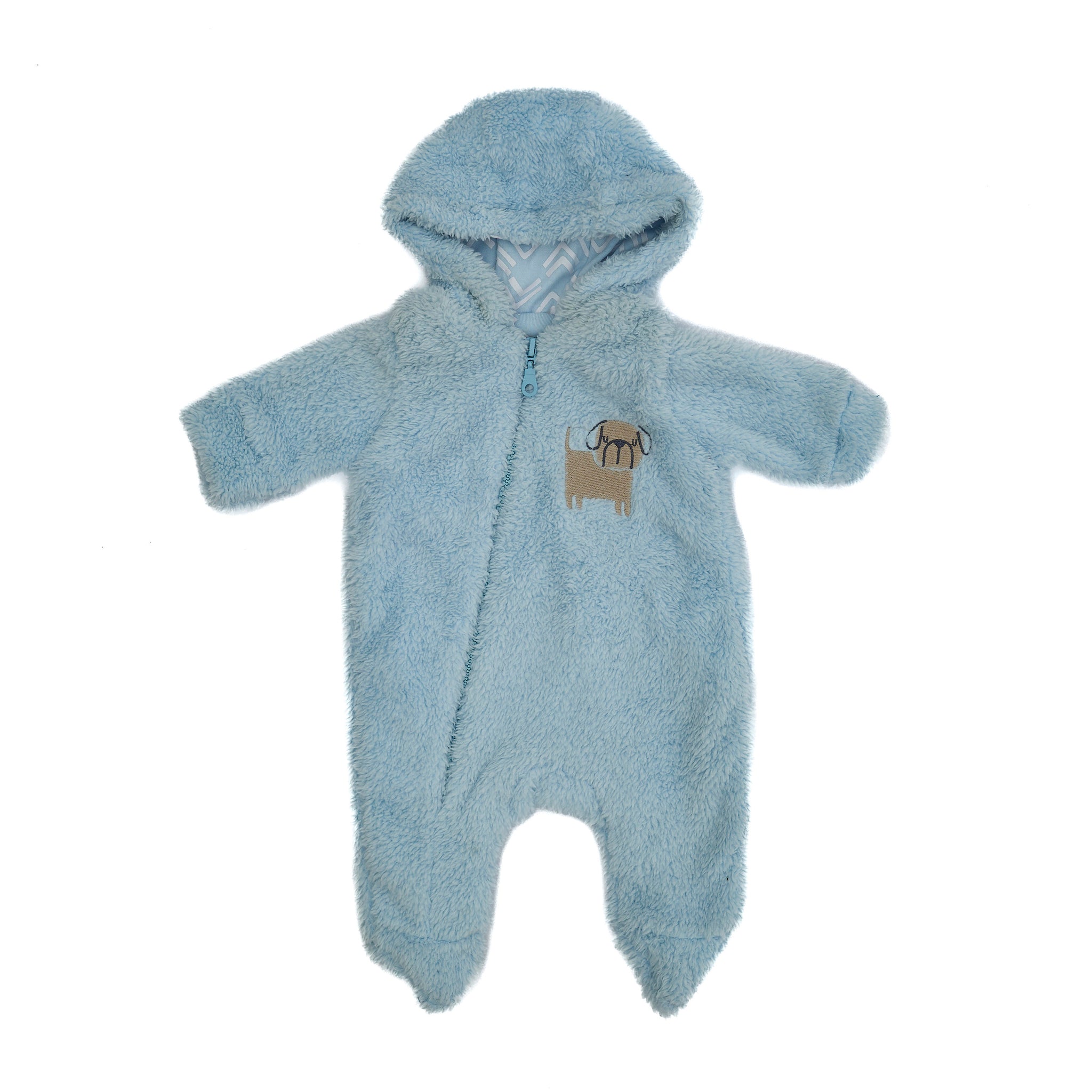teddy fleece baby jumpsuit in baby blue
