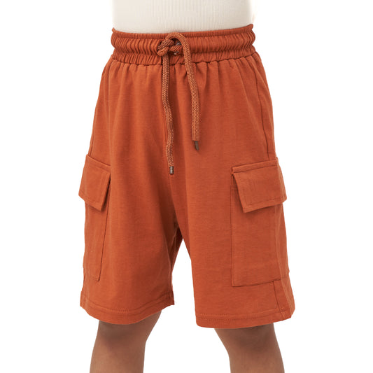 Boys' camel shorts with two pockets