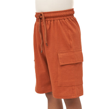 Boys' camel shorts with two pockets