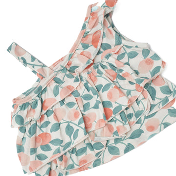 One-shoulder floral blouse