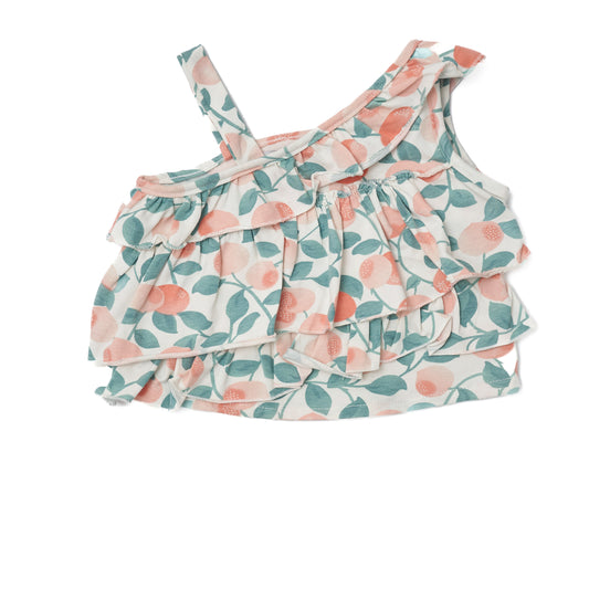 One-shoulder floral blouse