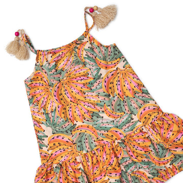 orange floral girl's dress