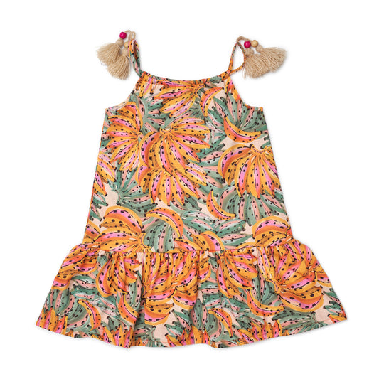 orange floral girl's dress