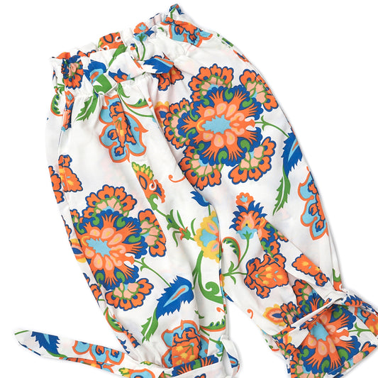 Girls' floral fabric pants
