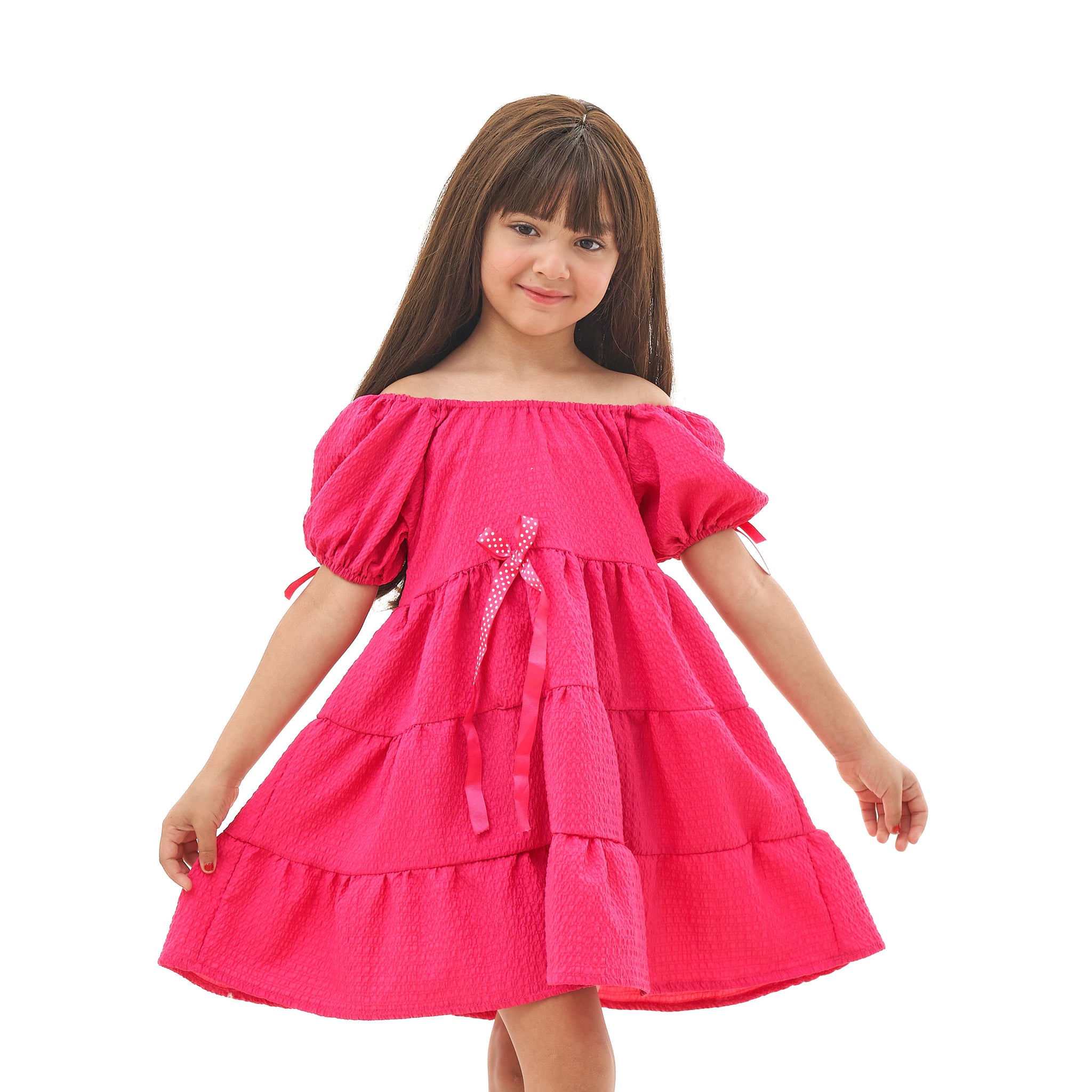 Fuchsia dress with a bow