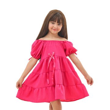Fuchsia dress with a bow