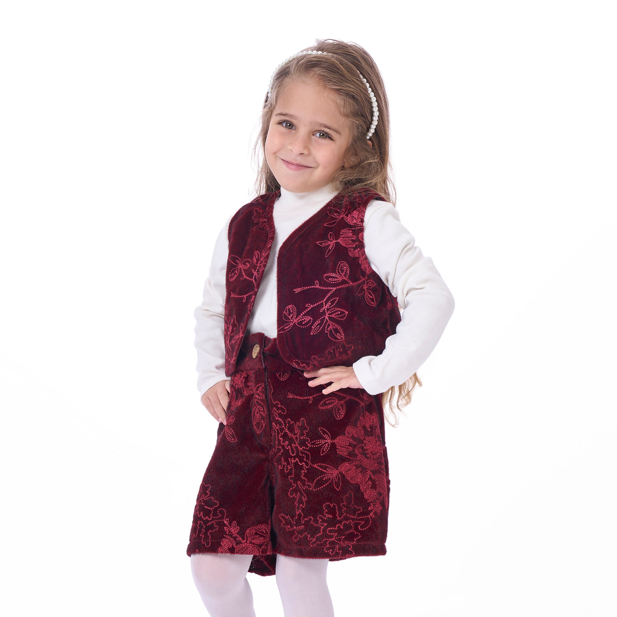 elegant 3 piece set for girls in maroon