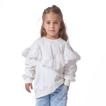 girls' blouse with ruffles on the chest