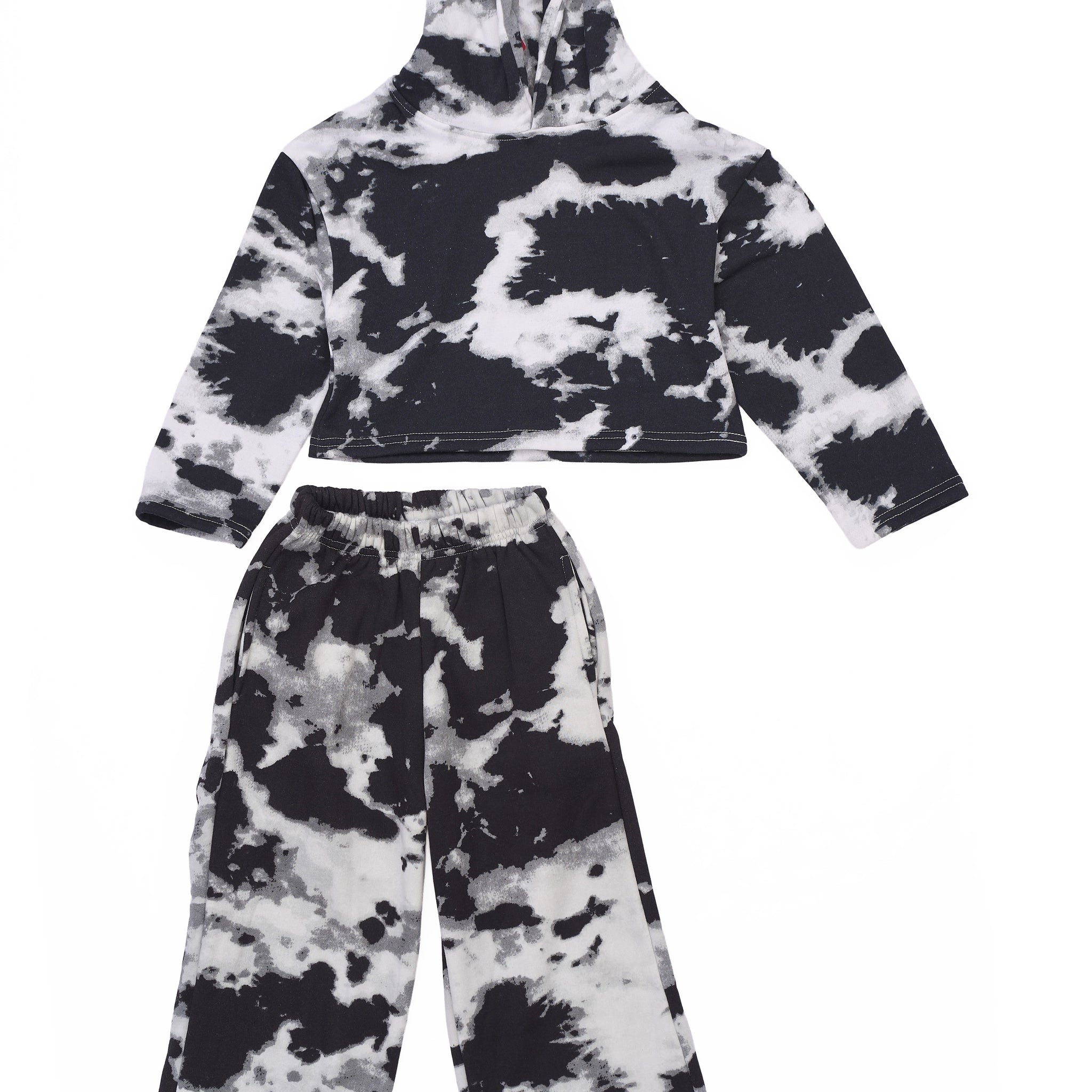 black and white boys' hooded set