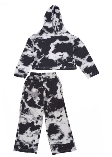 black and white boys' hooded set