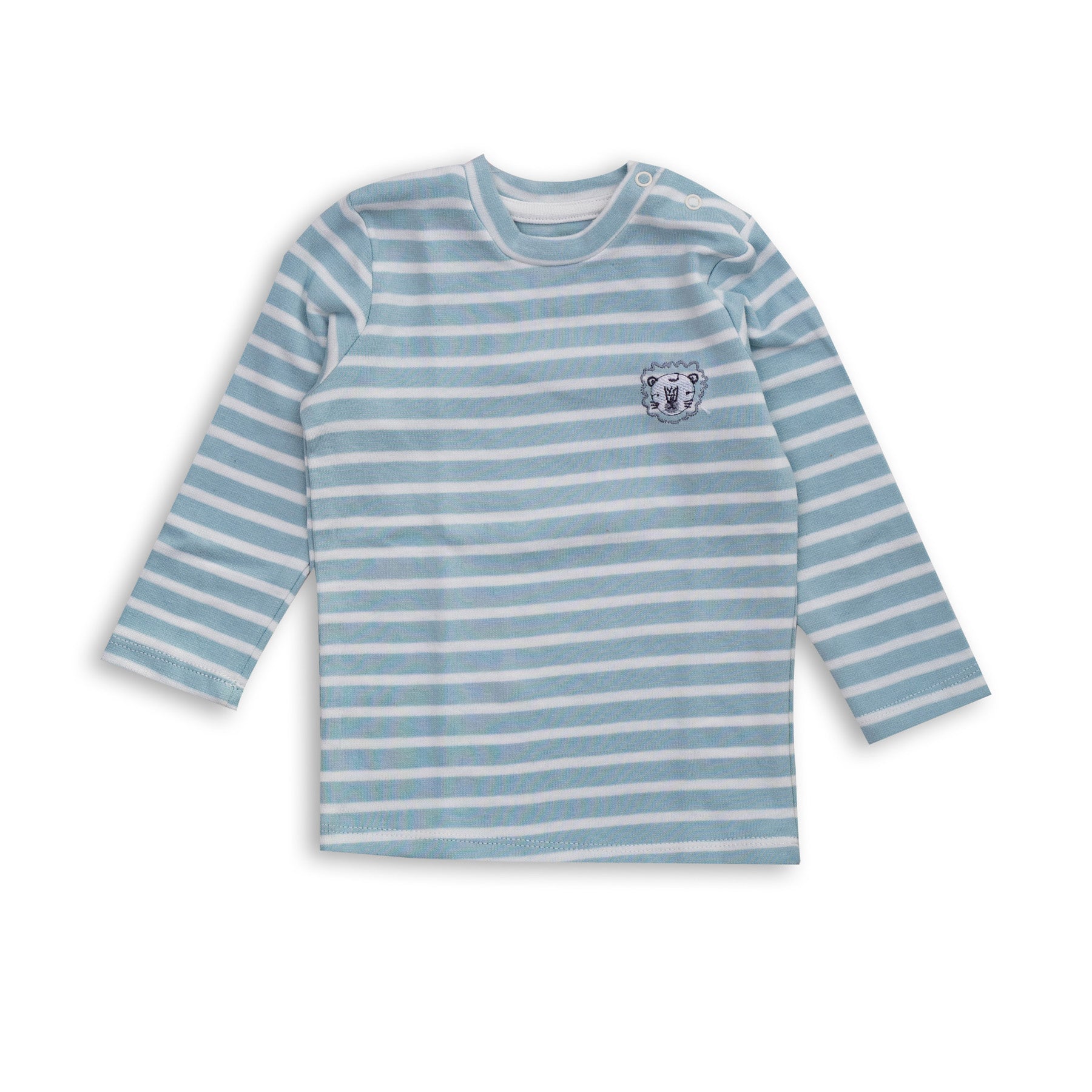Aqua Blue and White Stripped Shirt