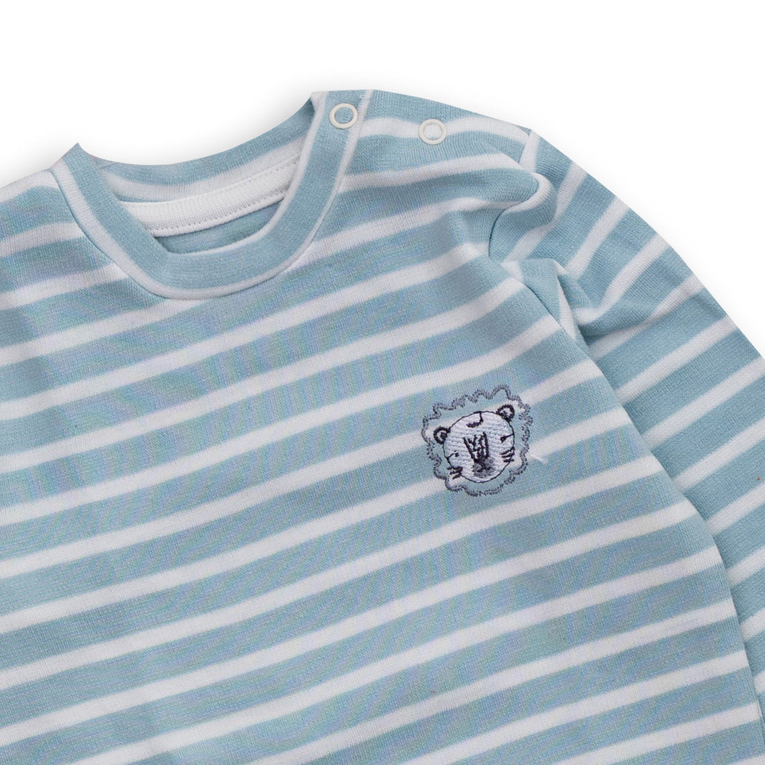 Aqua Blue and White Stripped Shirt