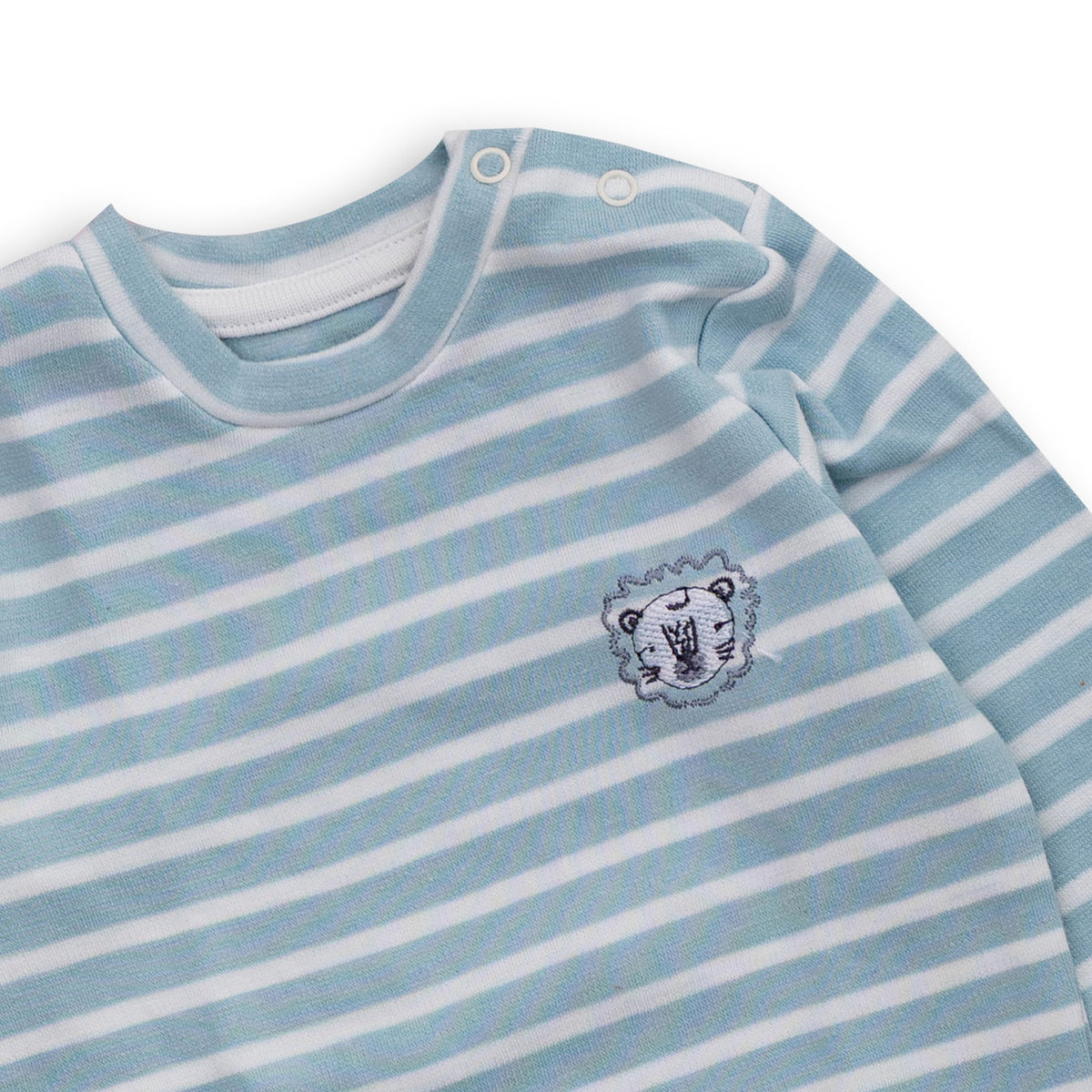 Aqua Blue and White Stripped Shirt