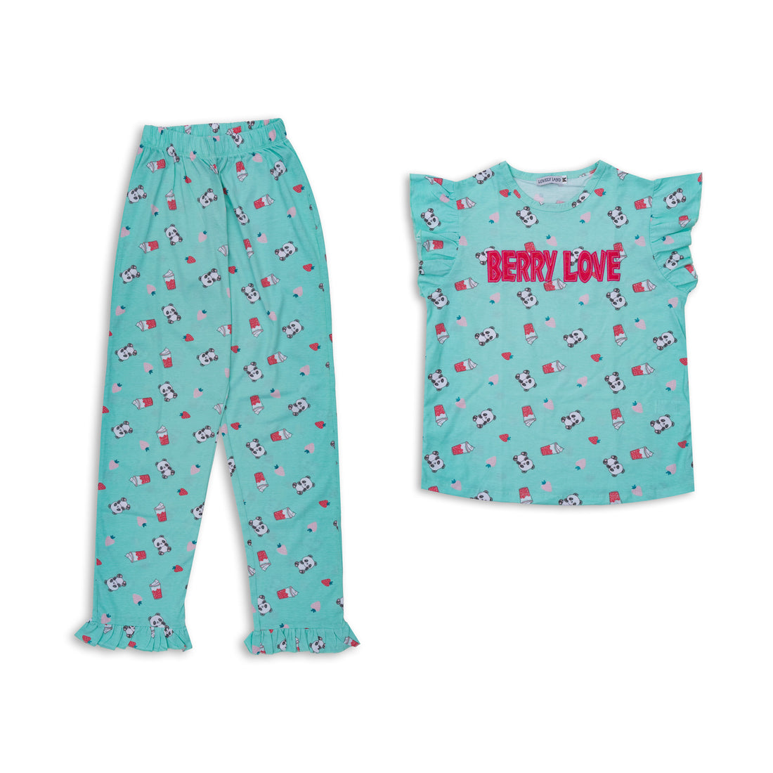 Cute Light Green Pajama Set with a Fun Drink