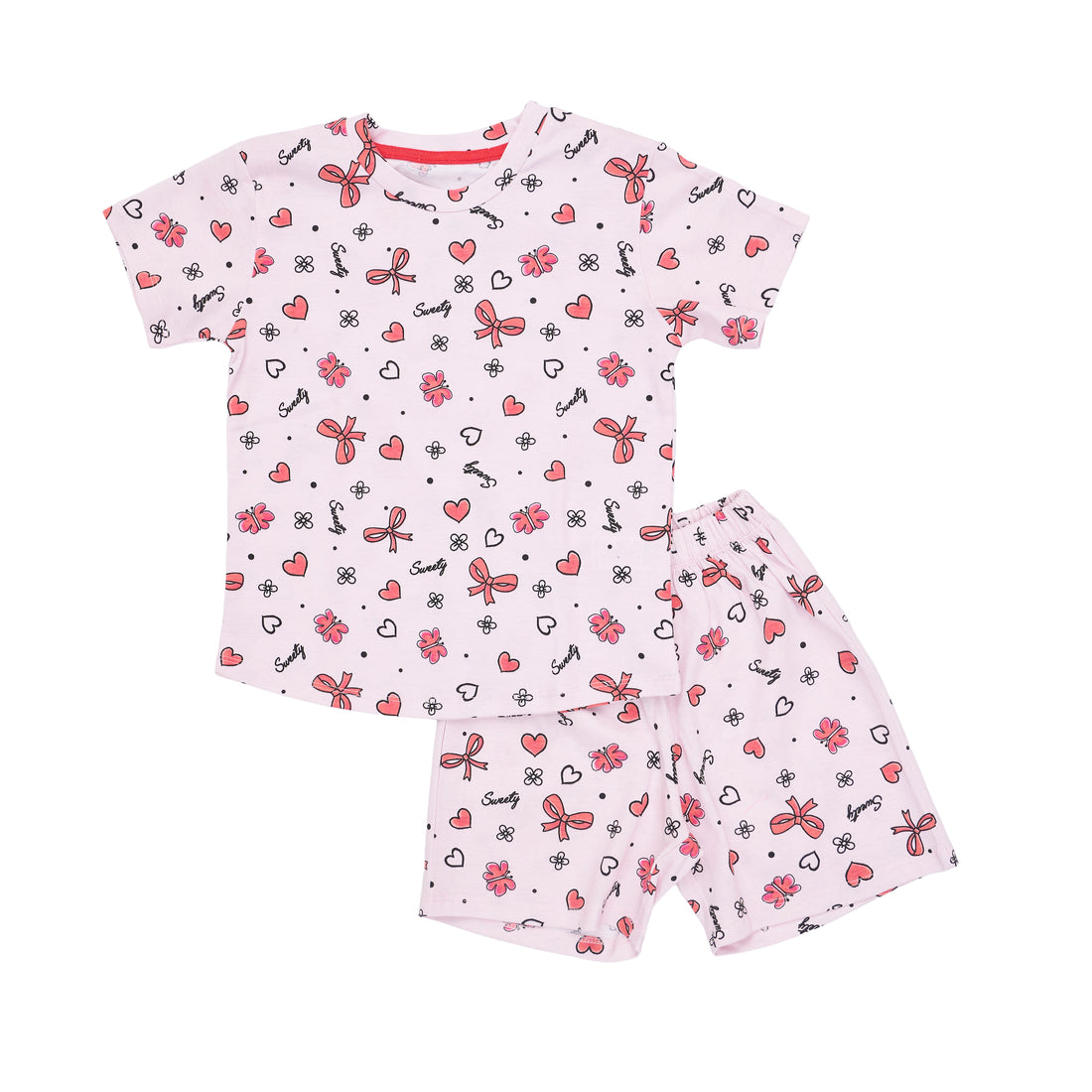 Pink Printed Short Pajama Set