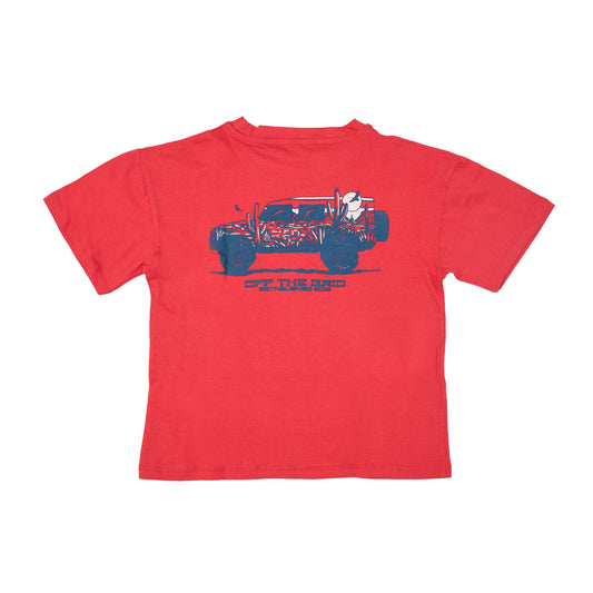 Red shirt with chest print