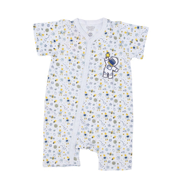 White onesie with all over print