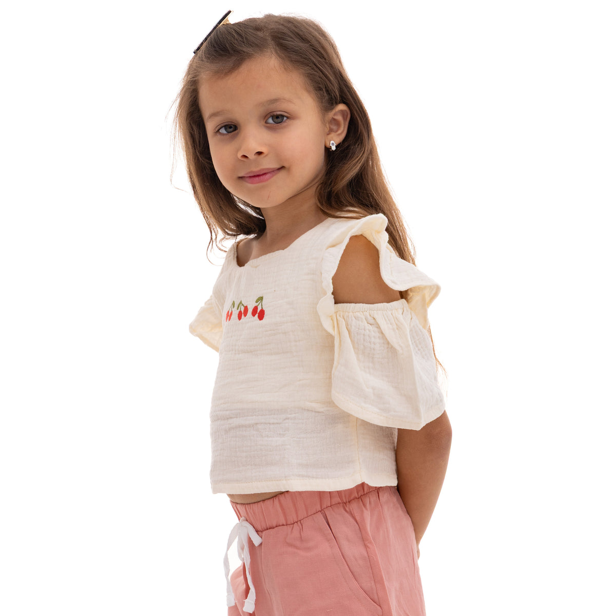 Girls' Cherry Embroidered Blouse