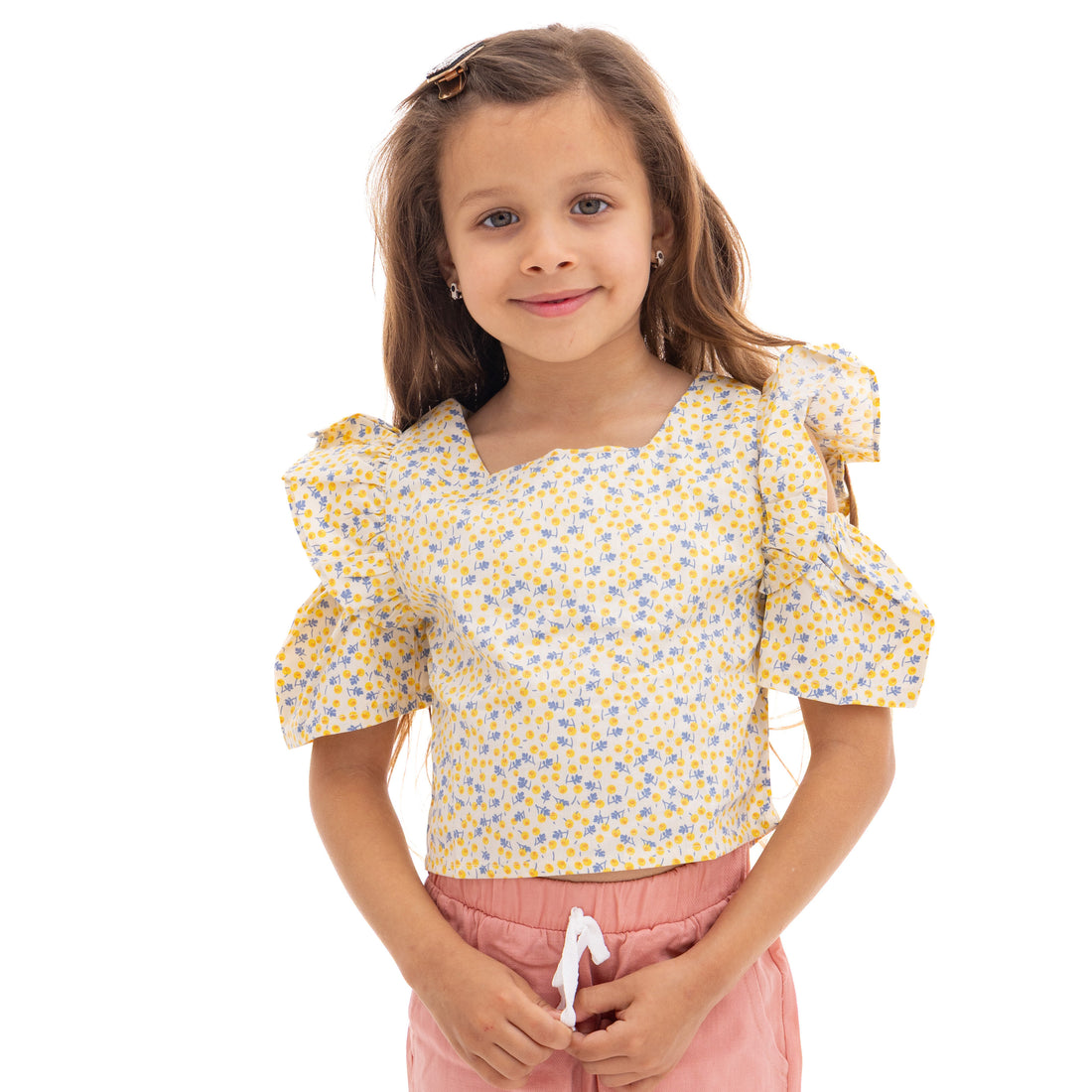 Yellow Blouse with All Over Print