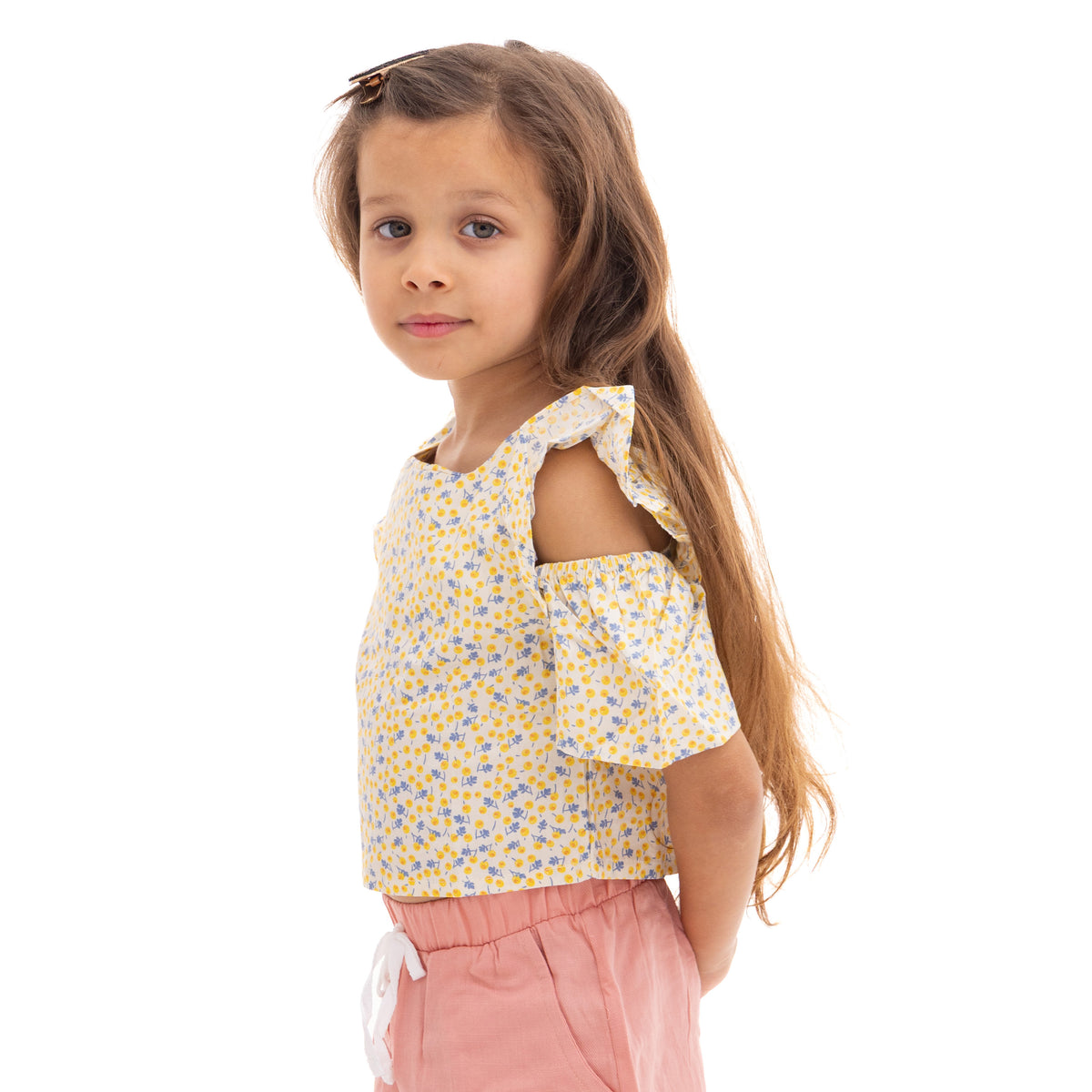 Yellow Blouse with All Over Print
