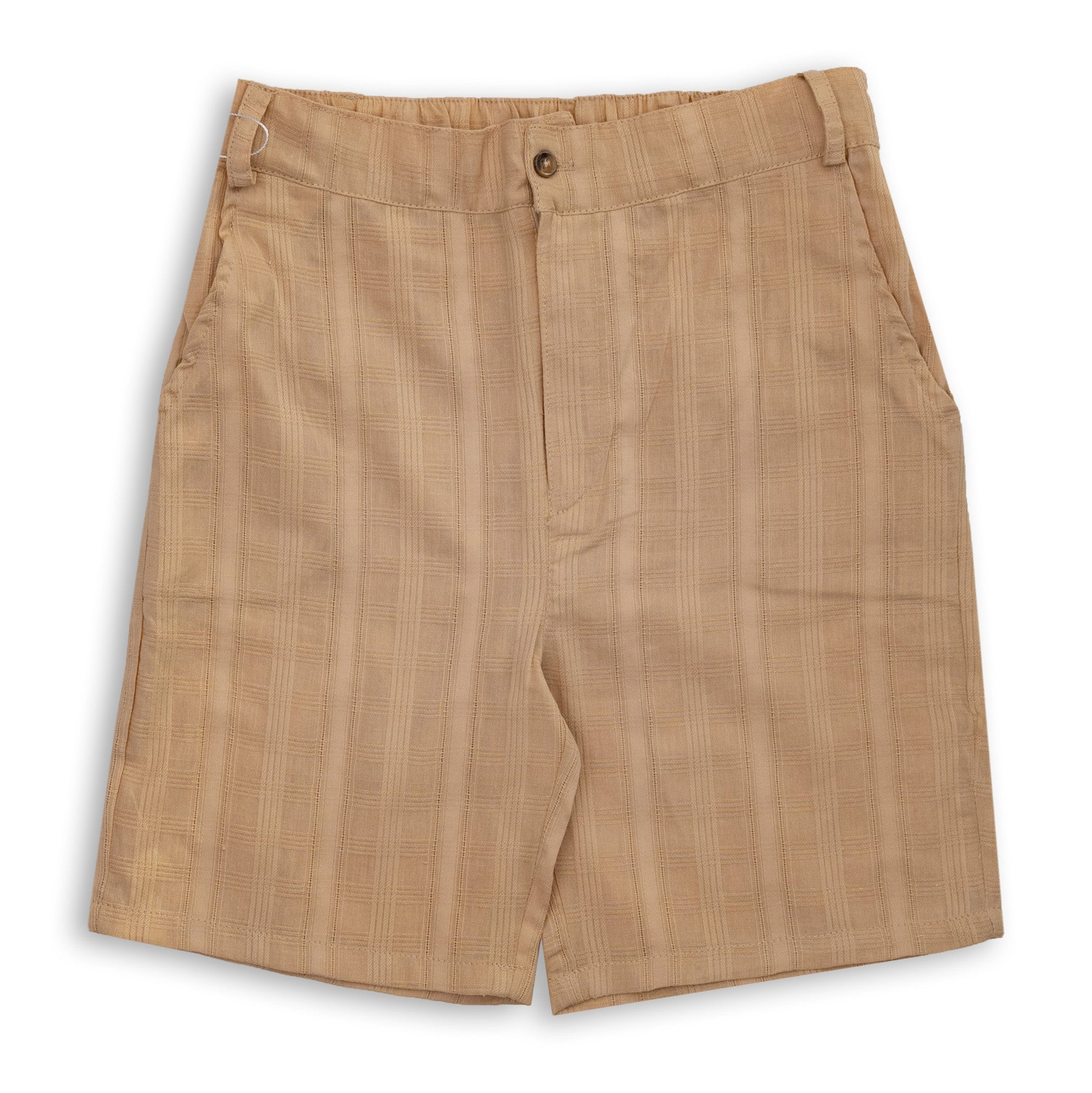 Boys' Beige Buttoned Short with Zipper