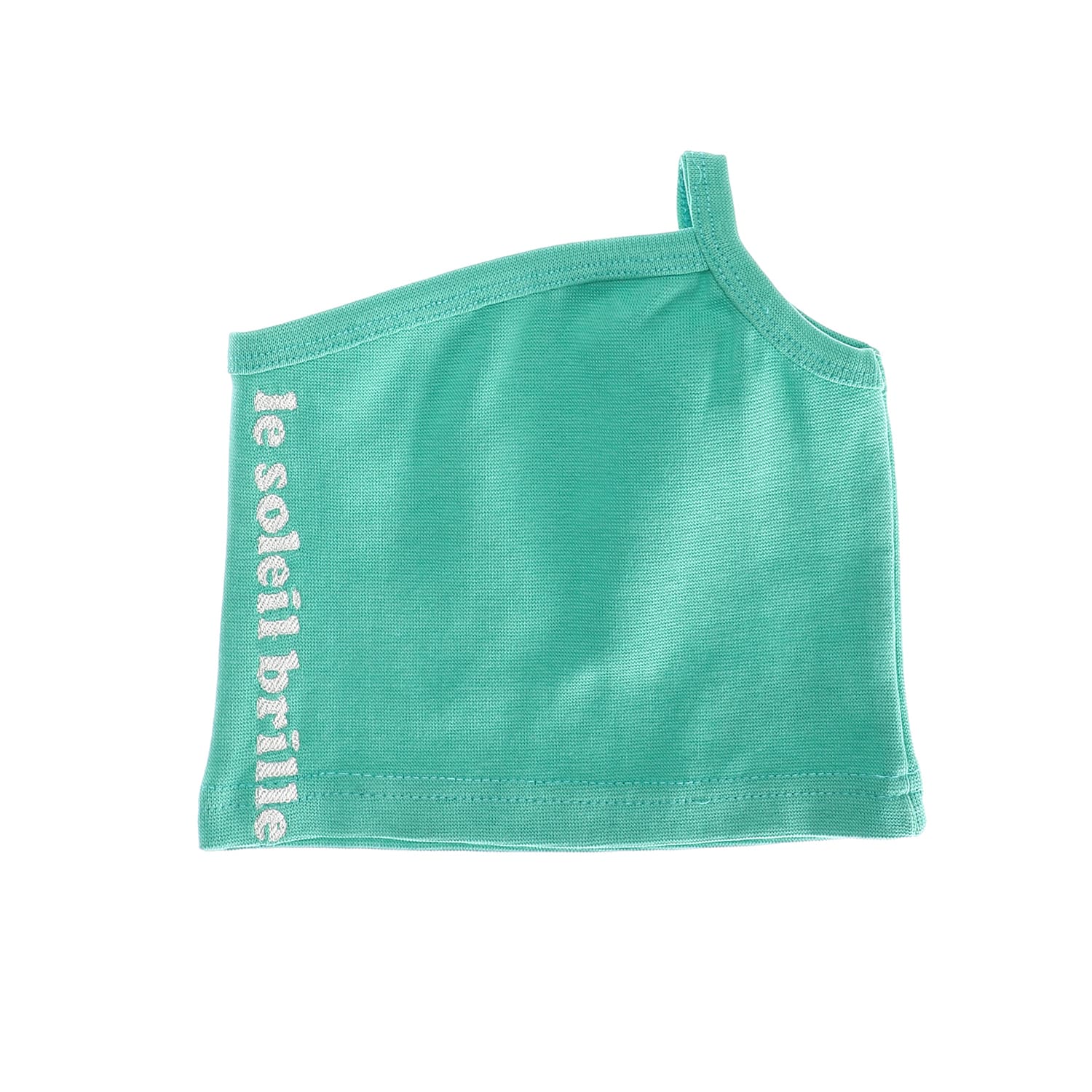 One Shoulder Tiffany Green Stitched Baby Girl Tee
