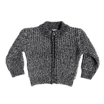 Zipper Bi-Tone Mock Neck Baby Boys Jacket - Black & Light Grey