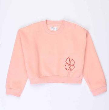 Pink Sweat Shirt with Flower Embriodary