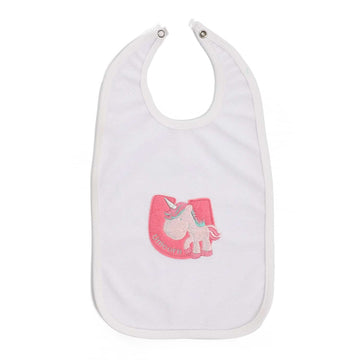 Unicorn Pattern Baby Bib - White & Pink