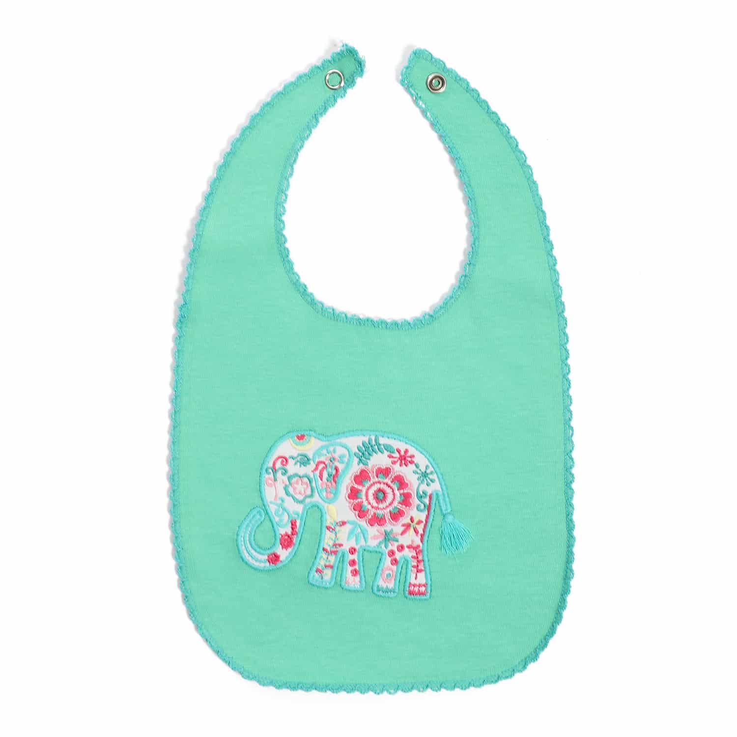 Elephant Print Baby Bib - Green