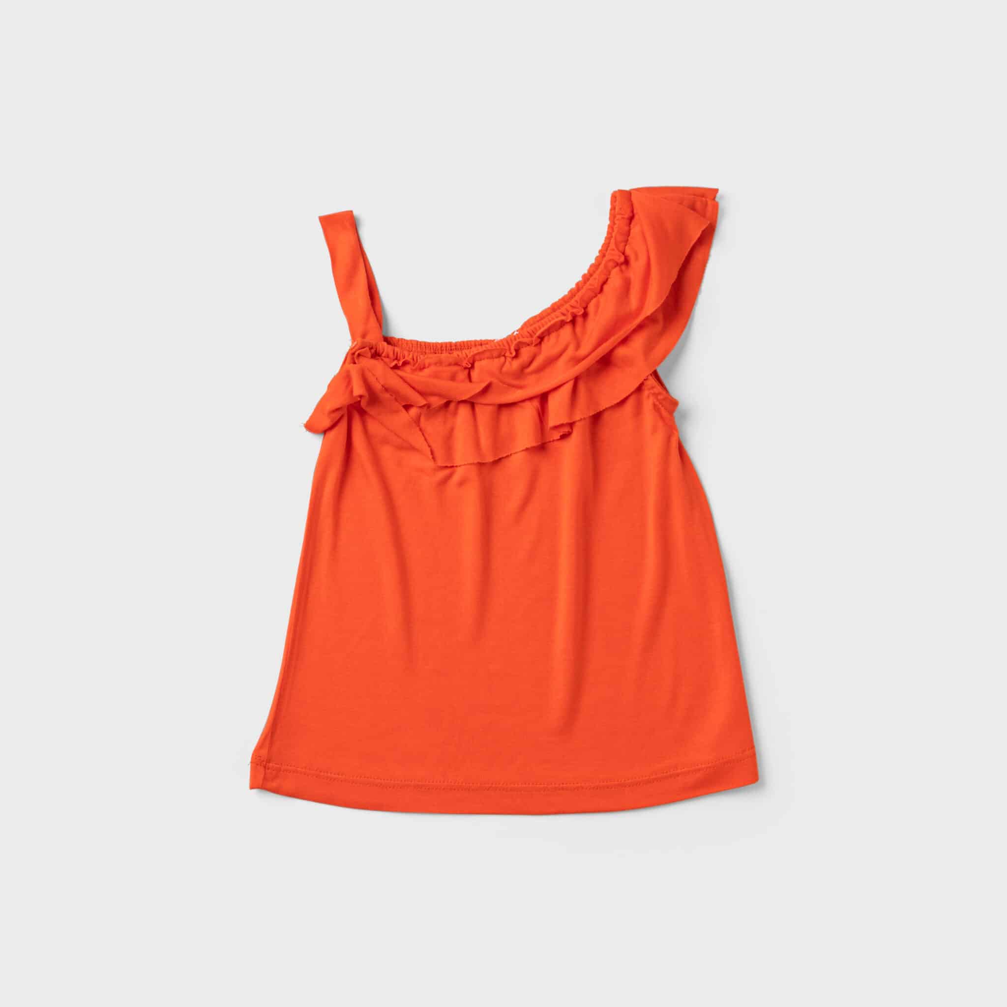 one sided sleeveless orange top
