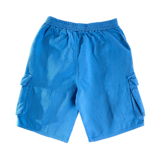 Baggy Blue Shorts With Knee Pockets