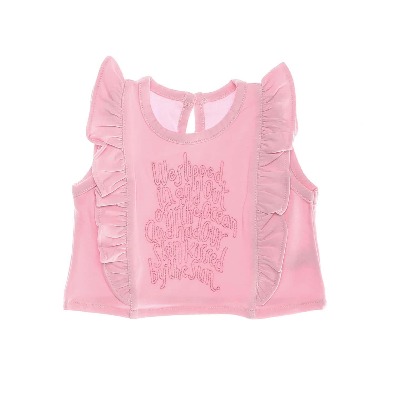 pink tee with ruffle chest baby girl tee 2