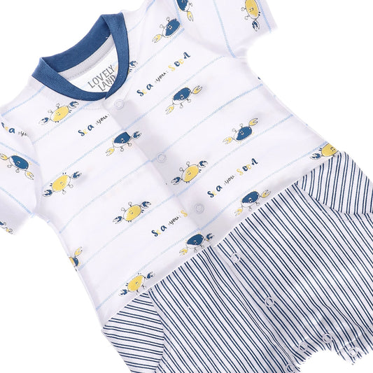 Multipatterned Baby Boy Jumpsuit - Blue, White & Yellow