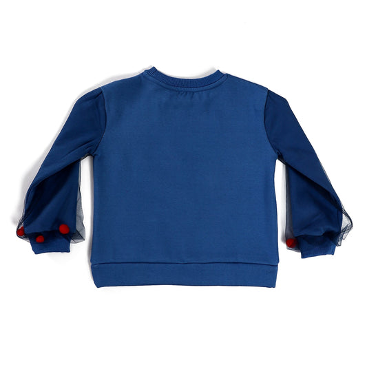 Tulle Sleeved Girls Sweatshirt - Blue, Red & Navy Blue