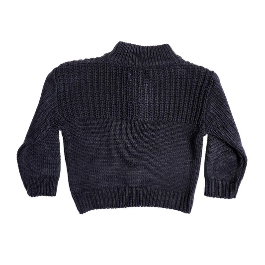 Upper Zipper Knitted Dark Grey Pullover